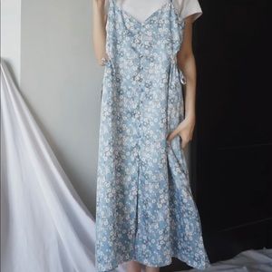 Baby Blue flower print silk dress new with tag